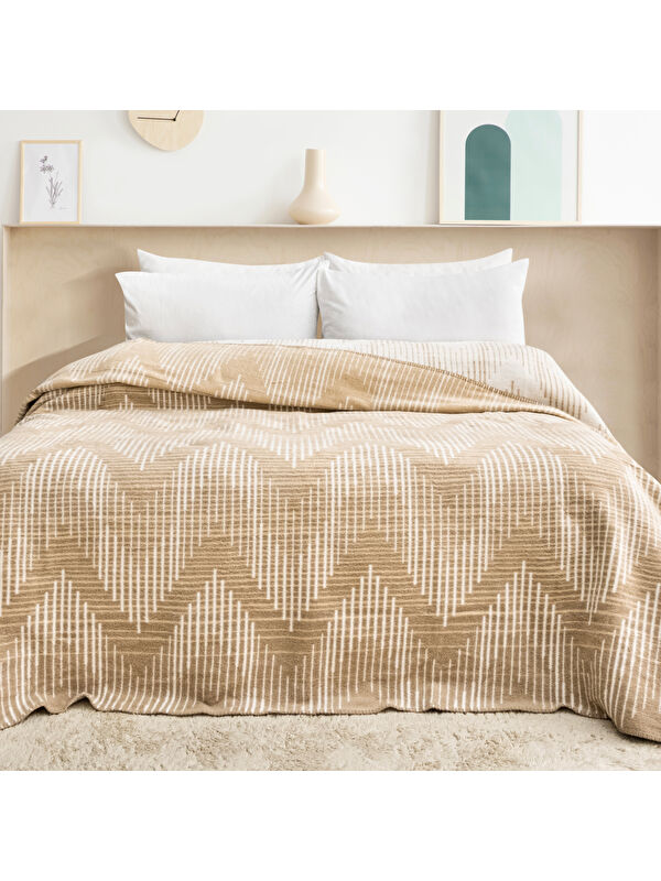 SCHAFER Bloom ÇK Battaniye 200x220 Cm 1 Parça-Bej