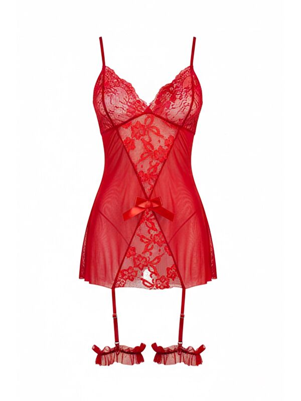 C&City Dantel Detaylı Babydoll Kırmızı