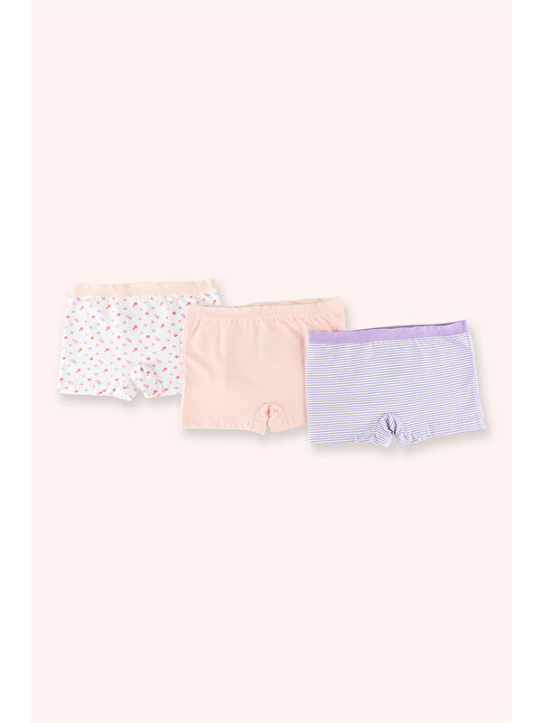 Panço Kız Çocuk Çiçek Desenli 3'lü Boxer Seti