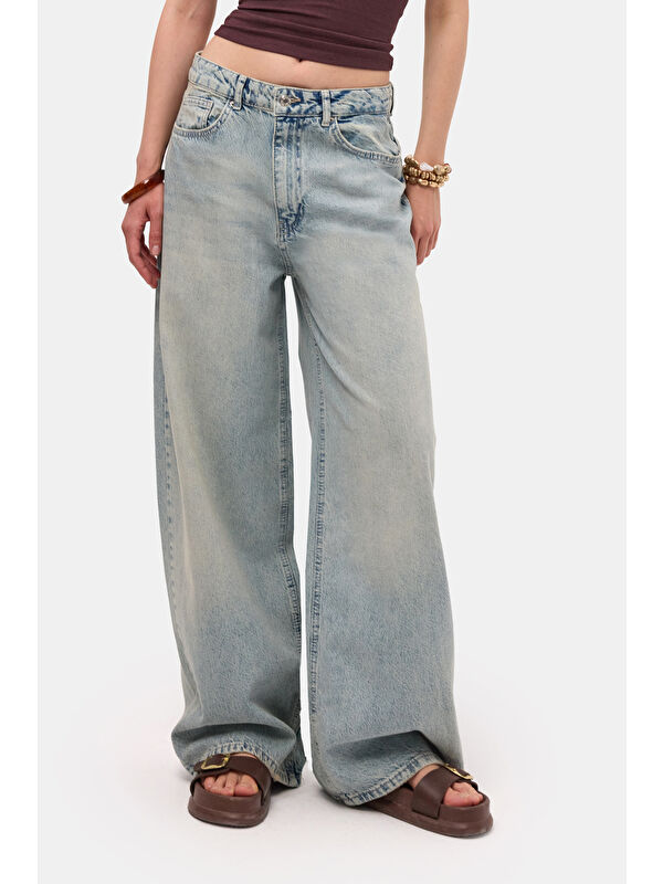 It's Basic Kadın Jean Renk 4s6-32 Süper Baggy Fit %100 Pamuk Denim Jean