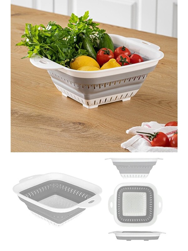 Meleni Home Katlanır Kare Akordiyon Süzgeç Katlanabilir Süzgeç