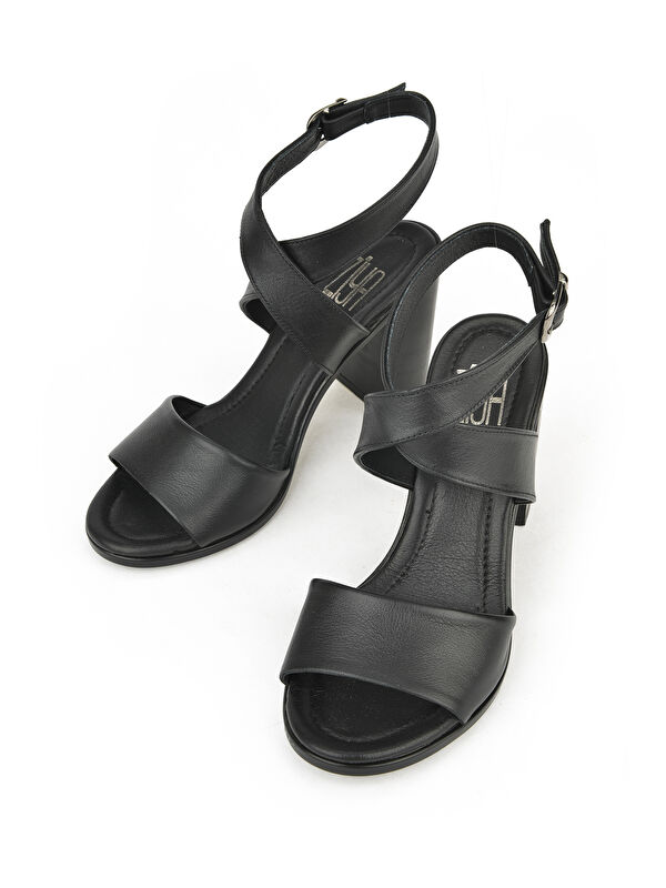 Kadın Hakiki Deri Topuklu Sandalet 1511020Z1708 Siyah - Görsel 2