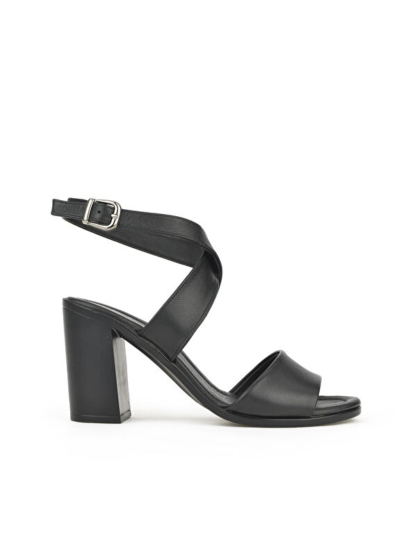 Kadın Hakiki Deri Topuklu Sandalet 1511020Z1708 Siyah - Görsel 5