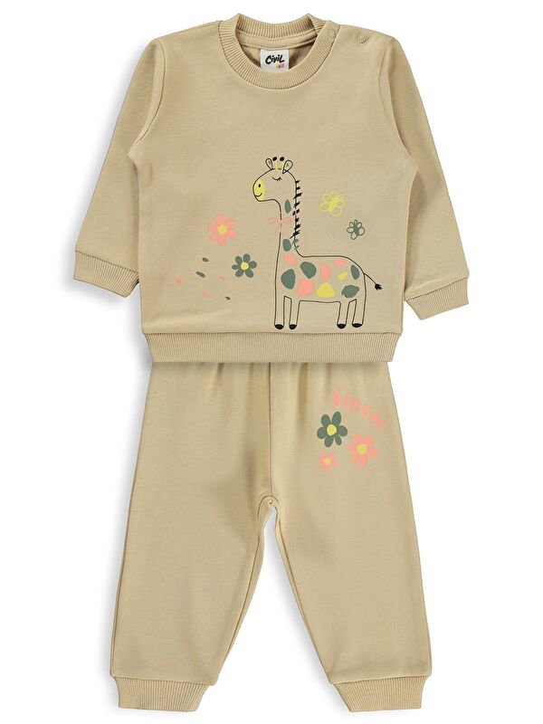 Civil Baby Zürafa Baskılı 6-18 Ay Takım - Kahverengi 9-12 Ay