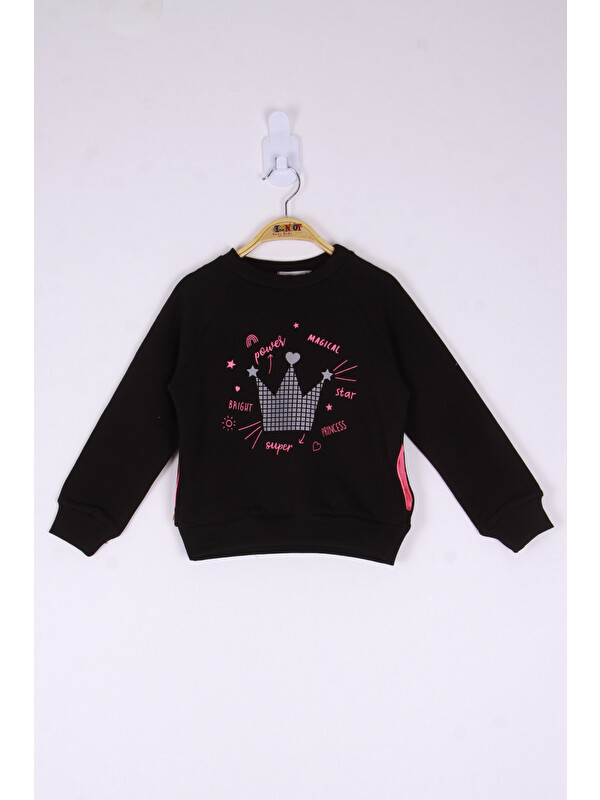 Toontoykids Kız Çocuk Taç Baskılı Sweatshirt