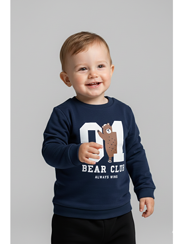Luess Erkek Çocuk Bear Club Baskılı Rahat Kalıp Sweatshirt (5 Yaş)
