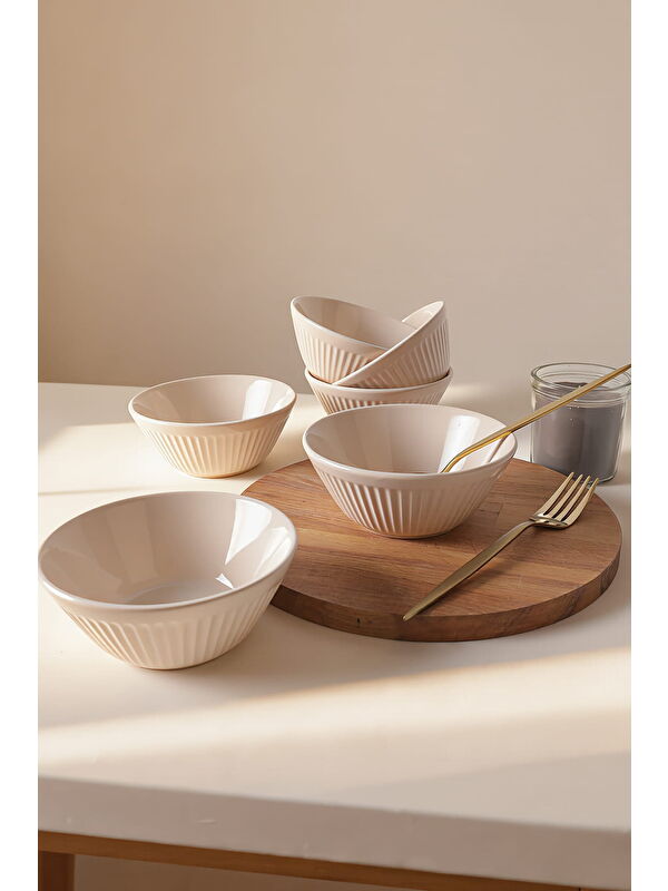 Keramika Krem Hitit Line Kase 14 Cm 6 Adet