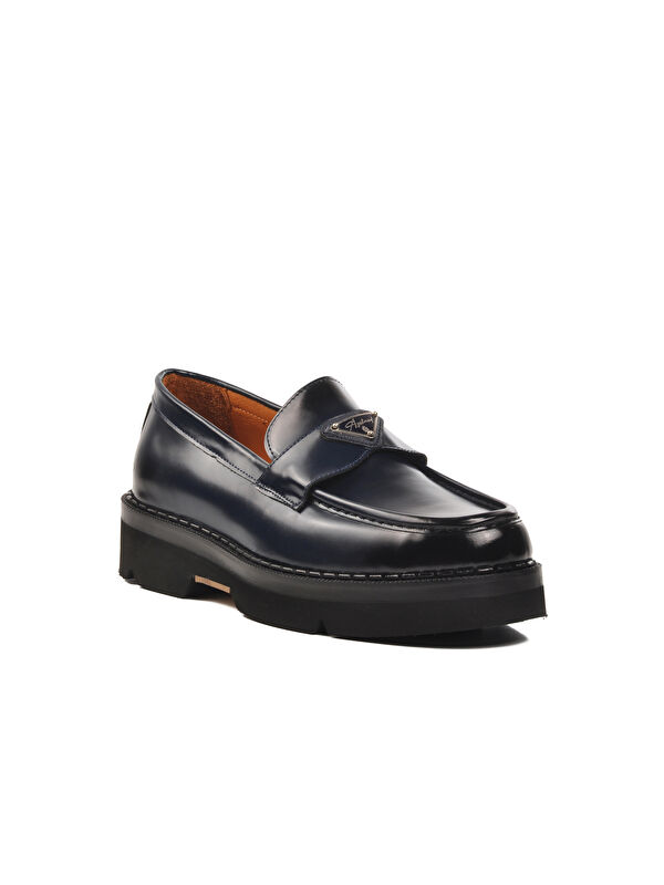 Lacivert Geniş Kalıp Deri Erkek Klasik Ayakkabı Premium 7708 - Görsel 4