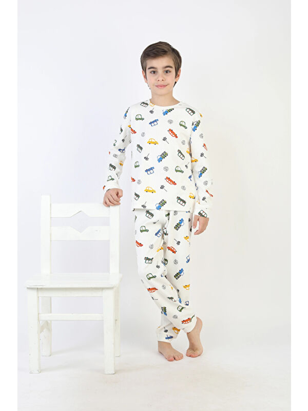 Myhanne Araba Desenli Erkek Çocuk Pijama Takımı 51340