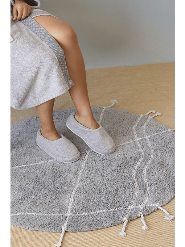 İrya Travertine Unisex Kalın Tabanlı Havlu Terlik Gri