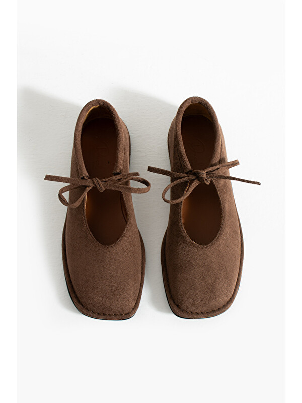 DUXAL SHOES Brendon Düğüm Detaylı Konfor Hakiki Deri İçi Bağcıklı Kadın Babet Ayakkabı