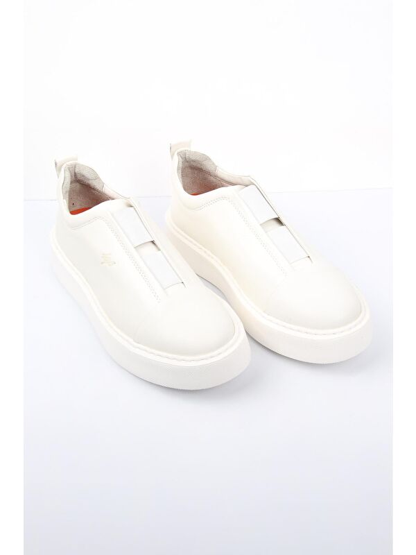 igs Krem Slip-On Erkek Ayakkabı Bağcıksız Kalın Taban Günlük Model