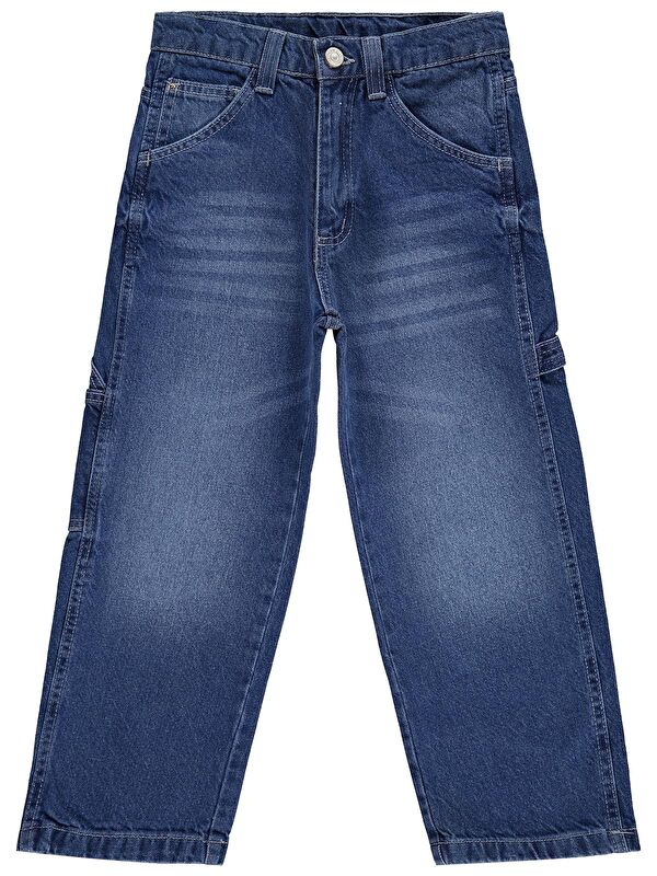 Civil Boys Yan Cepli Baggy Kalıp 6-9 Yaş Pantolon Jean - Mavi 7-8 Yaş