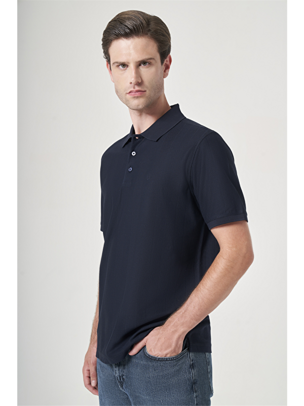 İMZA Lacivert Polo Yaka Kısa Kol Cepsiz Comfort Fit %100 Pamuk Tişört 1011260162