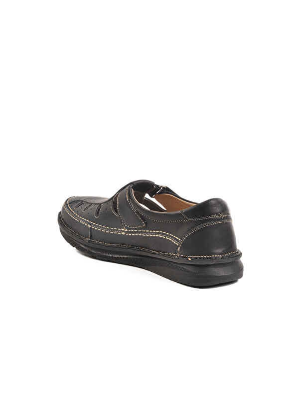 Siyah Hakiki Deri Erkek Cırtlı Casual Ayakkabı 2623 M - Görsel 5