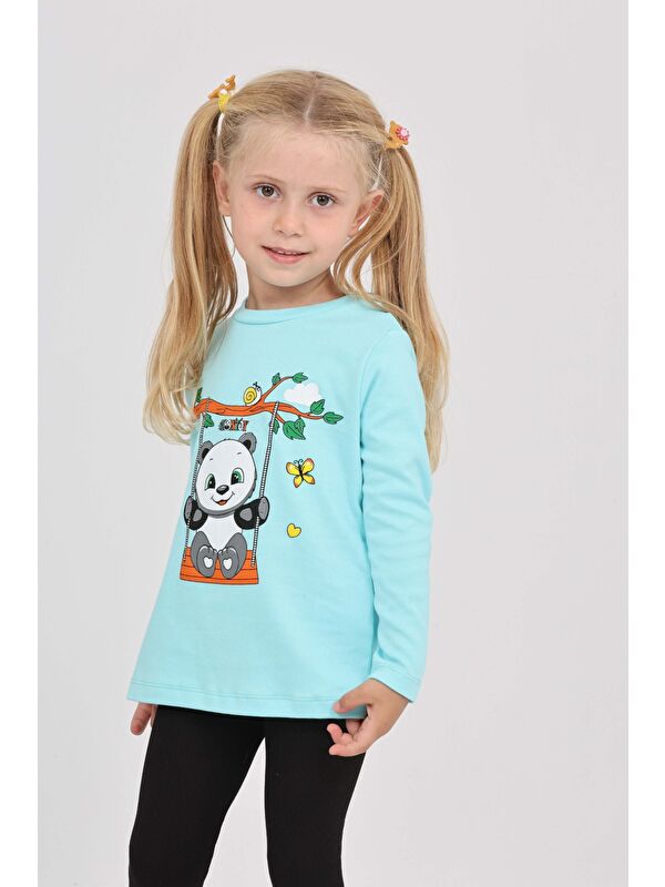 Toontoykids Kız Çocuk Sallanan Panda Baskılı Sweatshirt
