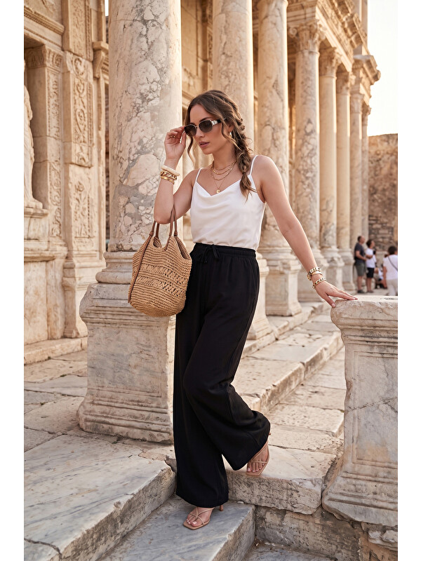 Lela Pamuklu Relaxed Fit Yüksek Bel Geniş Paça Pantolon 668YP5559