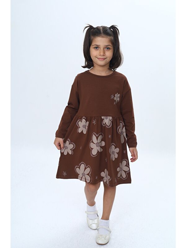 Toontoykids Kız Çocuk Çiçek Baskılı Elbise