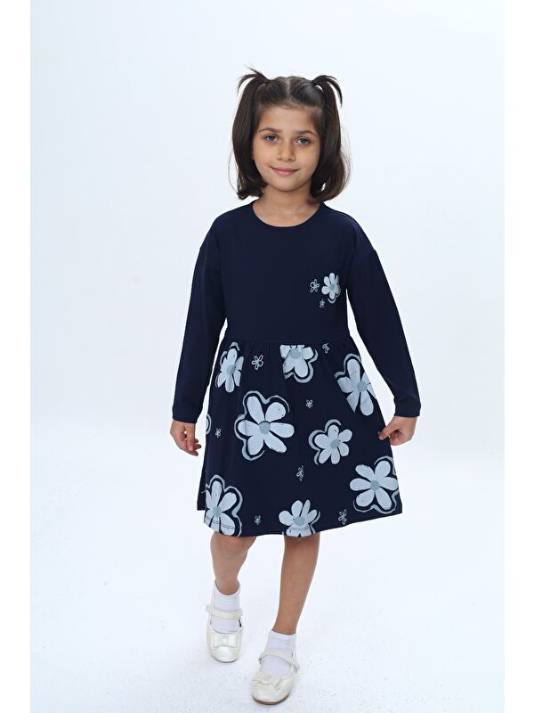 Toontoykids Kız Çocuk Çiçek Baskılı Elbise