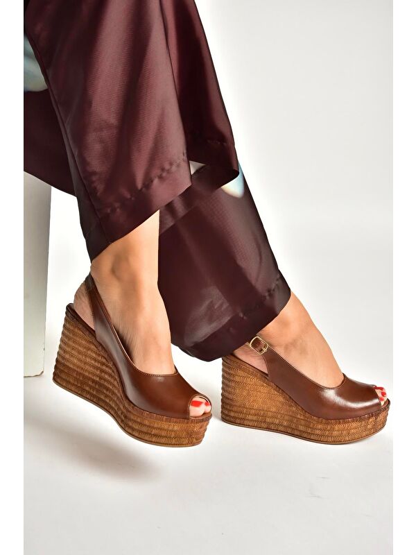 Fox Shoes Taba Kadın Dolgu Topuklu Ayakkabı Y996553560