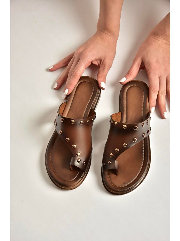 Fox Shoes Kahverengi Kadın Terlik Y390450403