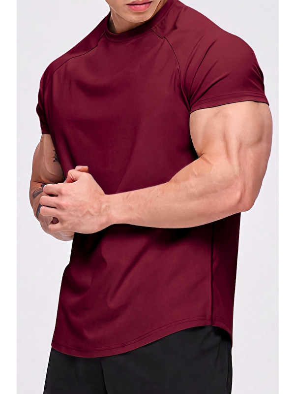 Genius Store Erkek Spor Tişört Running Sports Gym Reglan Oval Kesim Penye