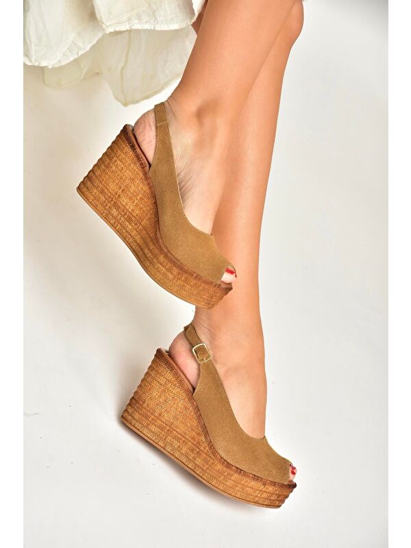 Fox Shoes Taba Kadın Dolgu Topuklu Ayakkabı Y996553502