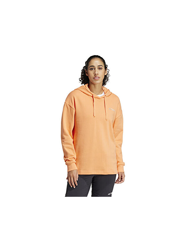 Adidas W Tx Logo Hoody Kadın Outdoor Sweatshirts IS7227 Turuncu