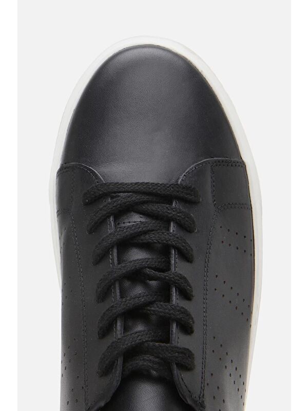 Erkek Deri Siyah Hafif Tabanlı Spor Ayakkabı - Görsel 7