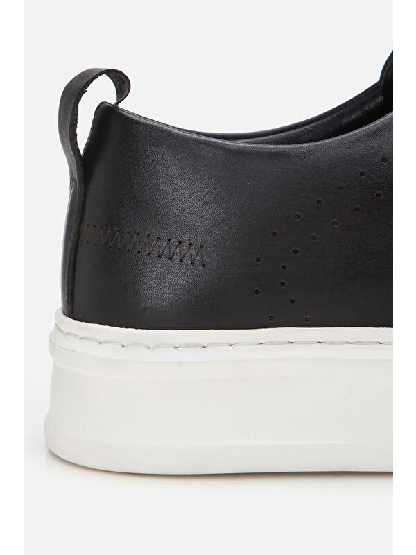 Erkek Deri Siyah Hafif Tabanlı Spor Ayakkabı - Görsel 8