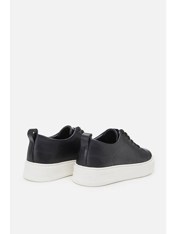 Erkek Deri Siyah Hafif Tabanlı Spor Ayakkabı - Görsel 9