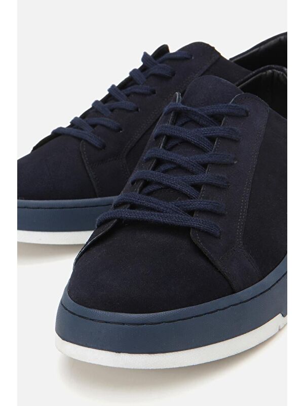 Erkek Nubuk Deri Lacivert Spor Ayakkabı - Görsel 4