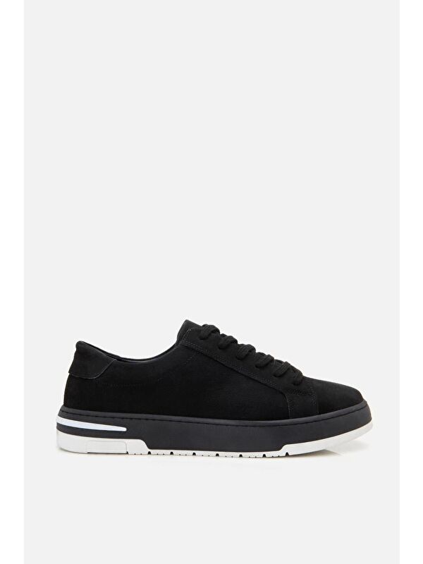 Erkek Nubuk Deri Siyah Spor Ayakkabı - Görsel 2