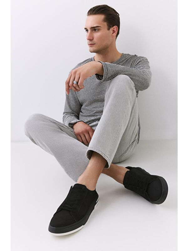 Erkek Nubuk Deri Siyah Spor Ayakkabı - Görsel 4