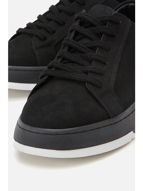 Erkek Nubuk Deri Siyah Spor Ayakkabı - Görsel 8