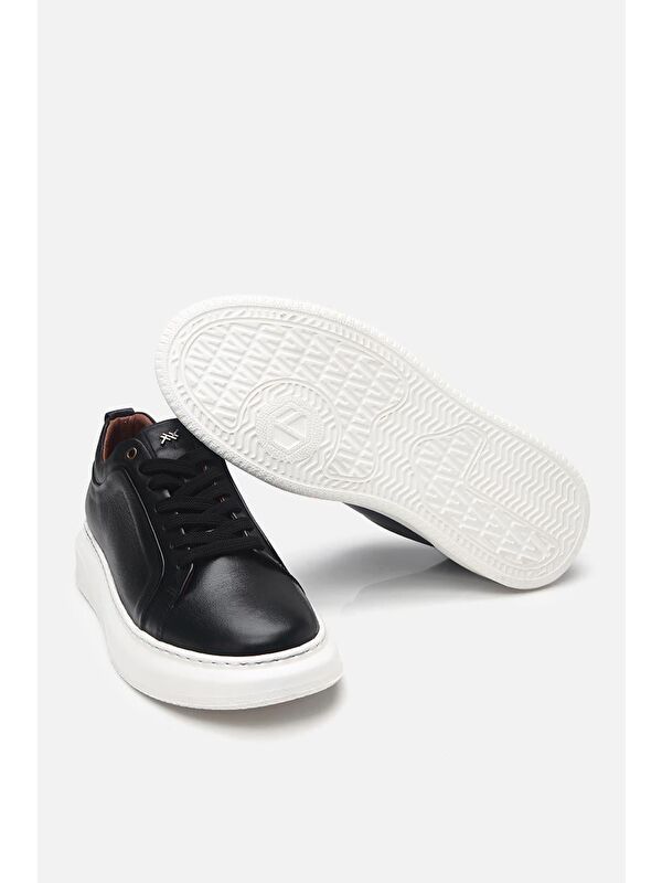 Erkek Deri Siyah Hafif Tabanlı Spor Ayakkabı - Görsel 11