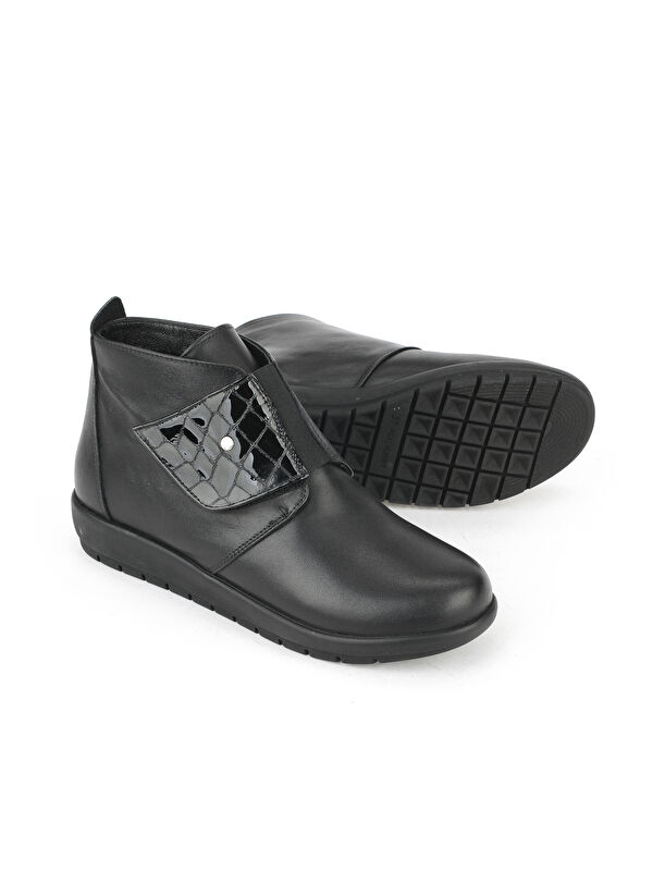 Kadın Hakiki Deri Konfor Bot 1531022Z7551 Siyah - Görsel 5