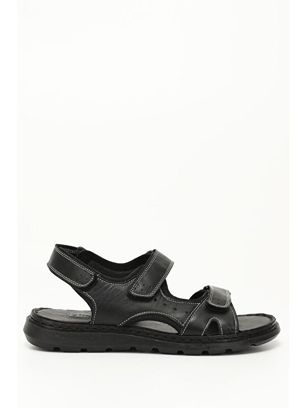 SİYAH Hakiki Deri Erkek Sandalet 42434 - Görsel 2