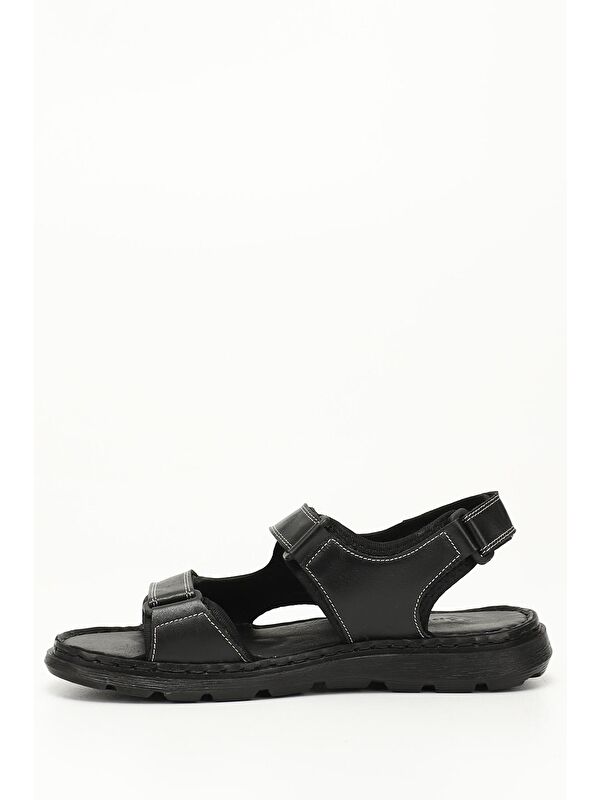 SİYAH Hakiki Deri Erkek Sandalet 42434 - Görsel 4