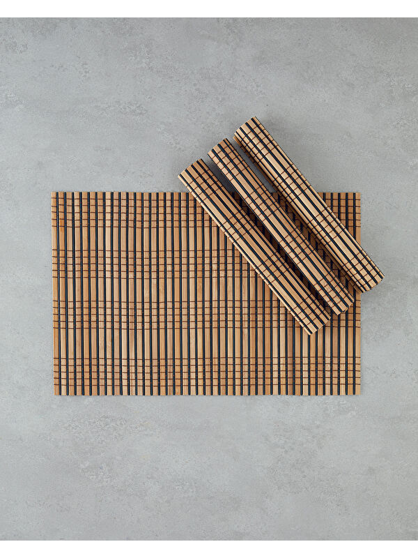 English Home Breeze Bambu 4'lü Amerikan Servis 30x45 cm Siyah-Krem