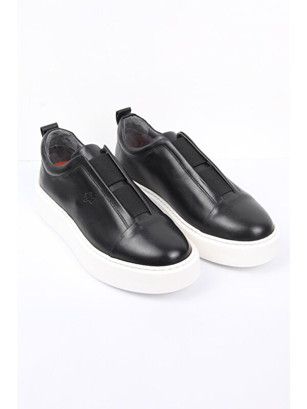 igs Siyah Slip-On Erkek Ayakkabı Bağcıksız Kalın Taban Günlük Model