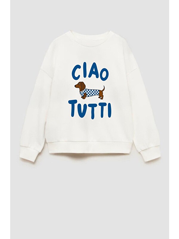 Monila Erkek Çocuk 3 İplik Kumaş Köpek Baskılı Pamuklu Sweatshirt
