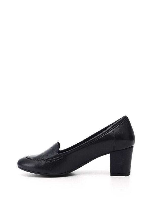 Gonderi(r) Siyah Gonderi(r) Kalin Kadın Topuklu Hakiki Deri Ayakkabı