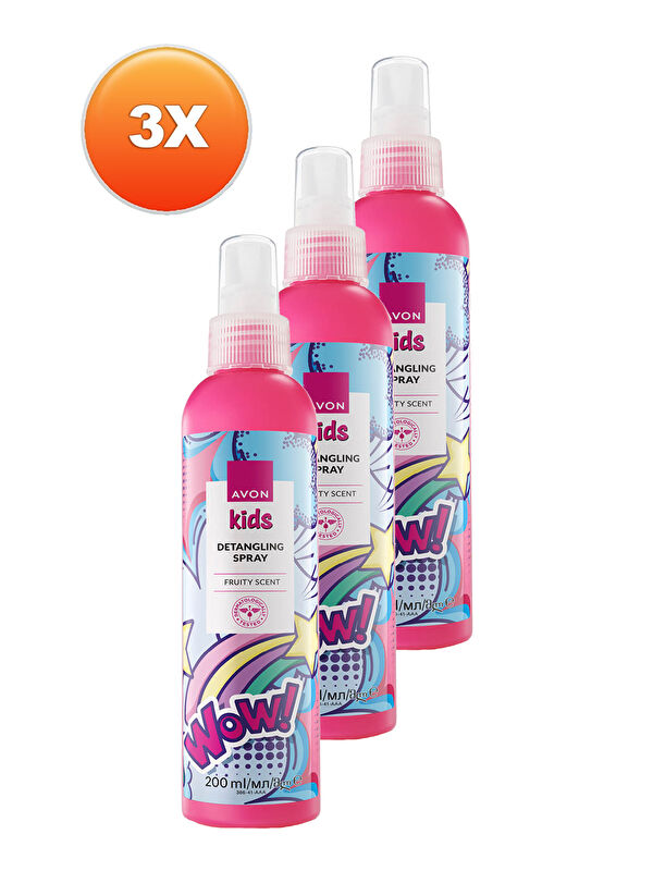 AVON Kids Wow Çocuklar İçin Meyve Kokulu Saç Açıcı Sprey 200 ML. Üçlü Set