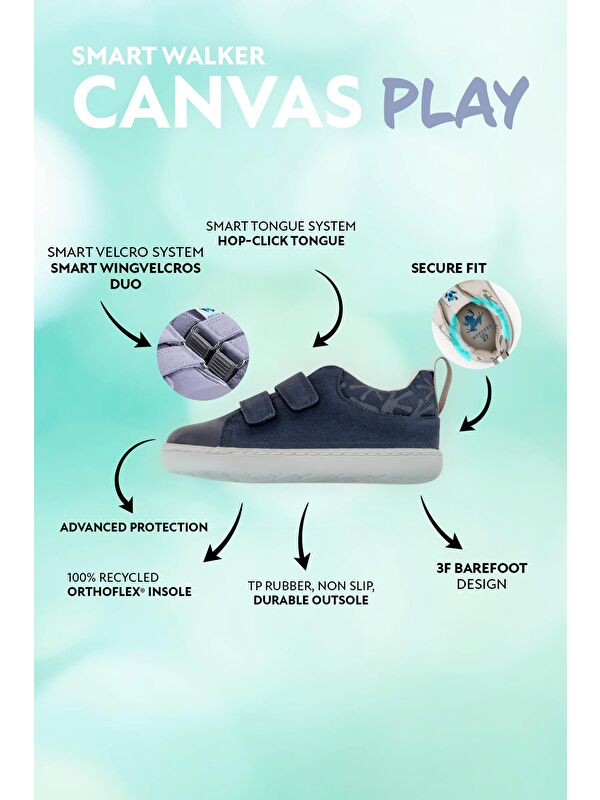 Smart Walker Canvas Play Lacivert Barefoot Çocuk Ayakkabı - Görsel 3