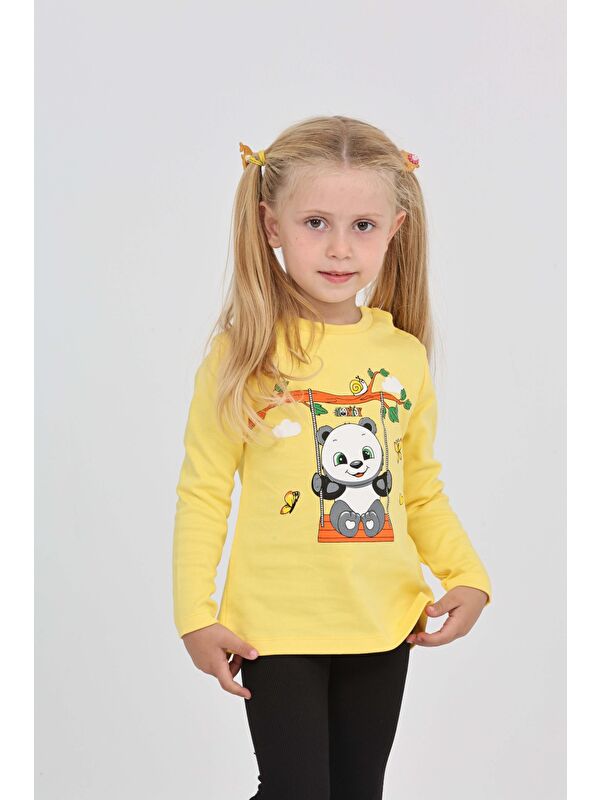 Toontoykids Kız Çocuk Sallanan Panda Baskılı Sweatshirt
