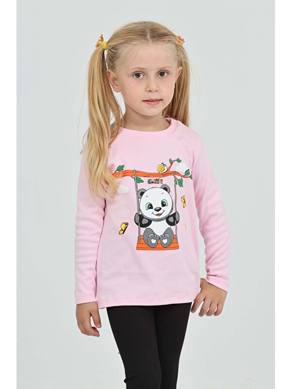 Toontoykids Kız Çocuk Sallanan Panda Baskılı Sweatshirt