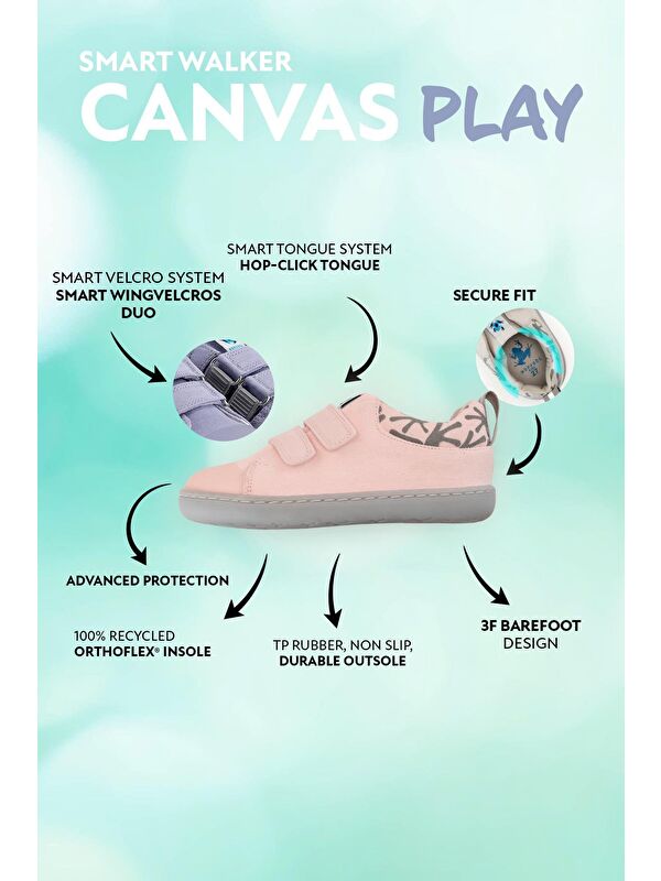 Smart Walker Canvas Play Toz Pembe Barefoot Çocuk Ayakkabı - Görsel 3