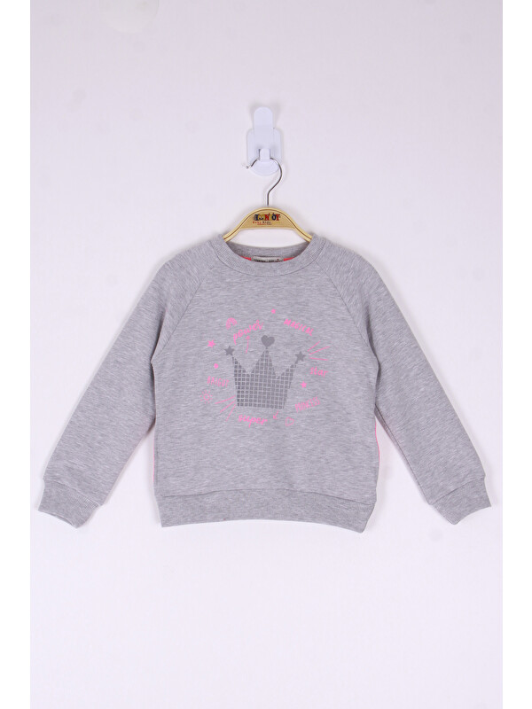 Toontoykids Kız Çocuk Taç Baskılı Sweatshirt