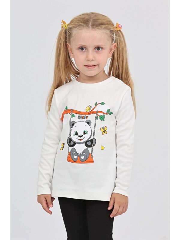 Toontoykids Kız Çocuk Sallanan Panda Baskılı Sweatshirt